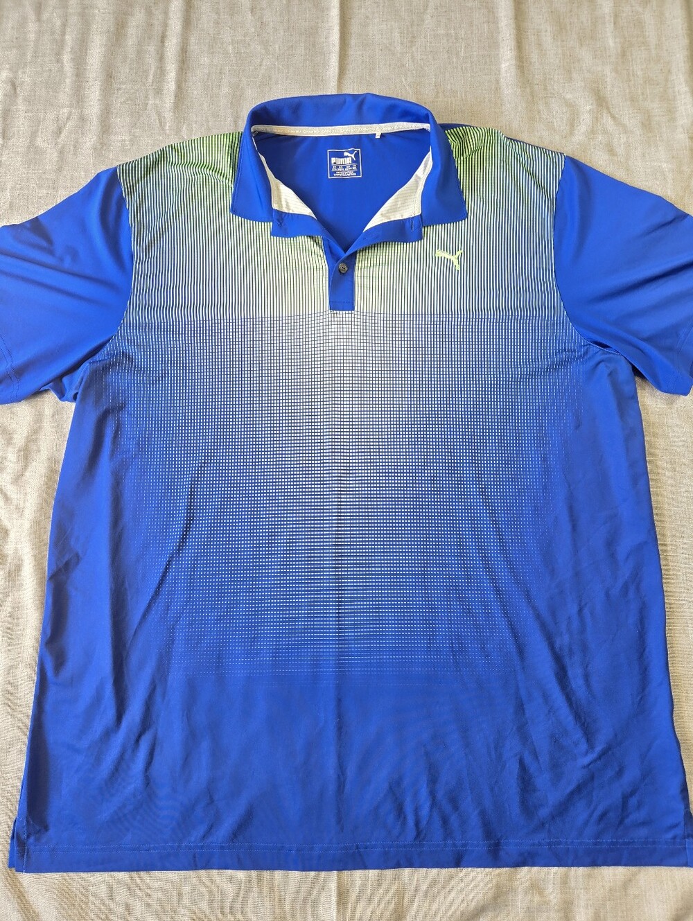 Puma Golf Mens XXL Blue Green Geometric Gradient dryCELL Performance Polo Shirt